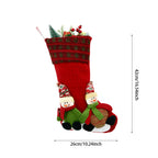Red Christmas stocking with bearded figure hanging on wall - faith holiday decor