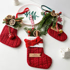 Knitted snowman Christmas stocking with festive charm for holiday decor