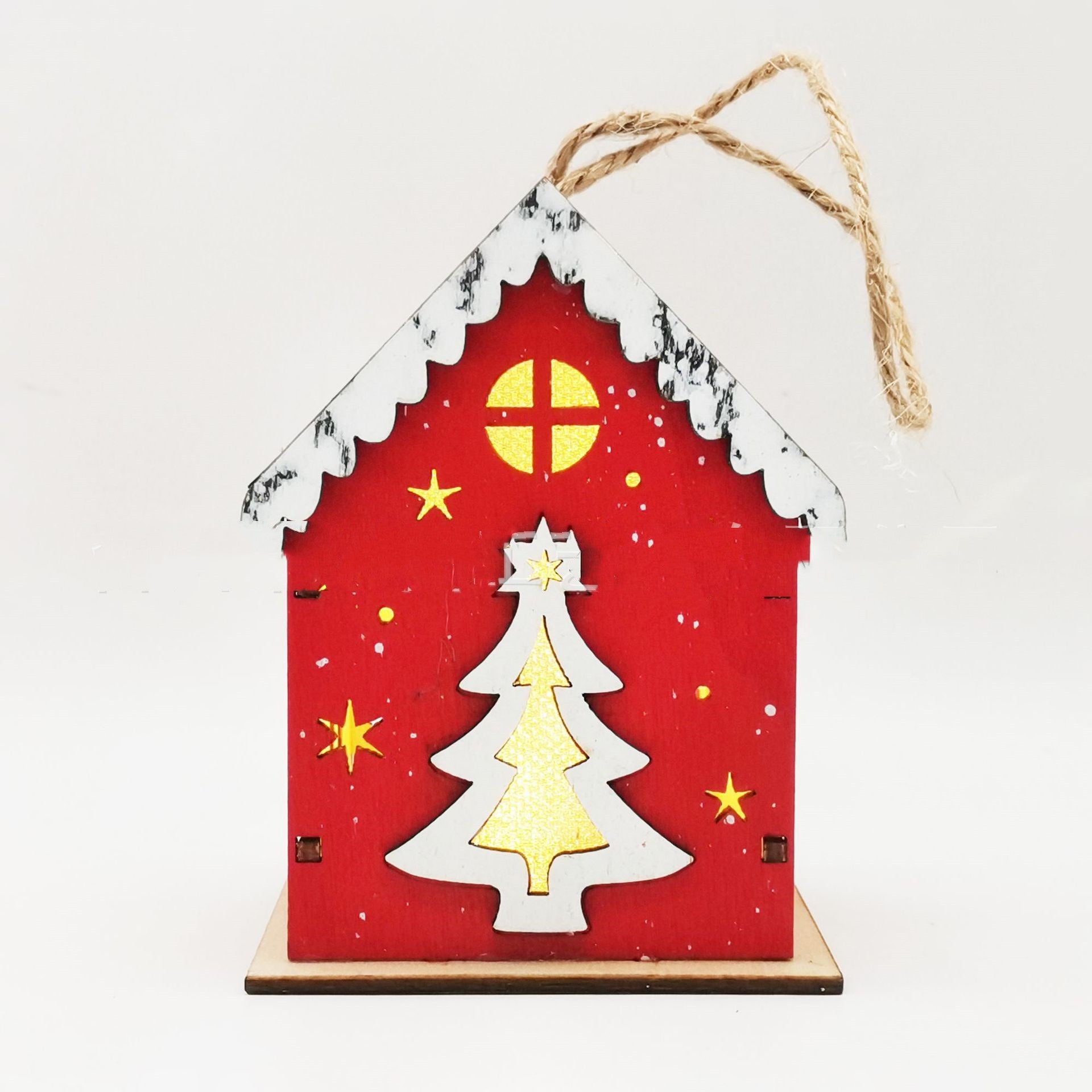 Wooden boxwood craft pendant displaying Christian Christmas symbolism