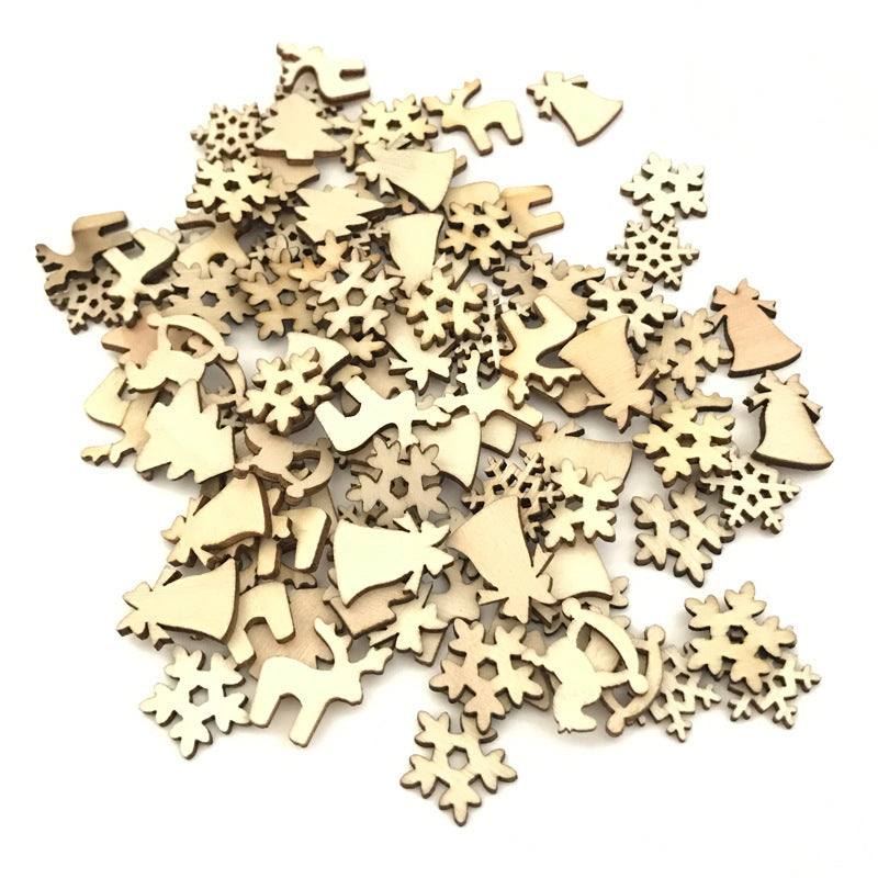 1000-piece carved plywood Christmas wood chips with woodland animal patterns Main image