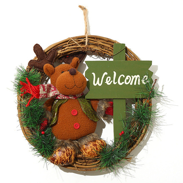 Festive Christmas Wreath with Plush Doll - Holiday Door Decor Secondary image