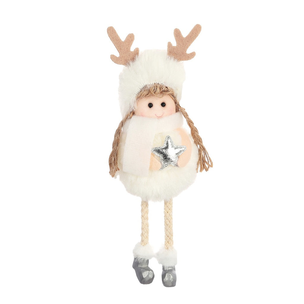 Soft plush angel ornament hanging against a festive background with Christmas theme Main image