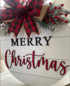 Close-up of wooden pendant Christmas decoration with warm holiday lighting