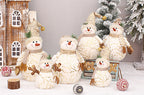 Small velvet snowman with round cap ready for gifting