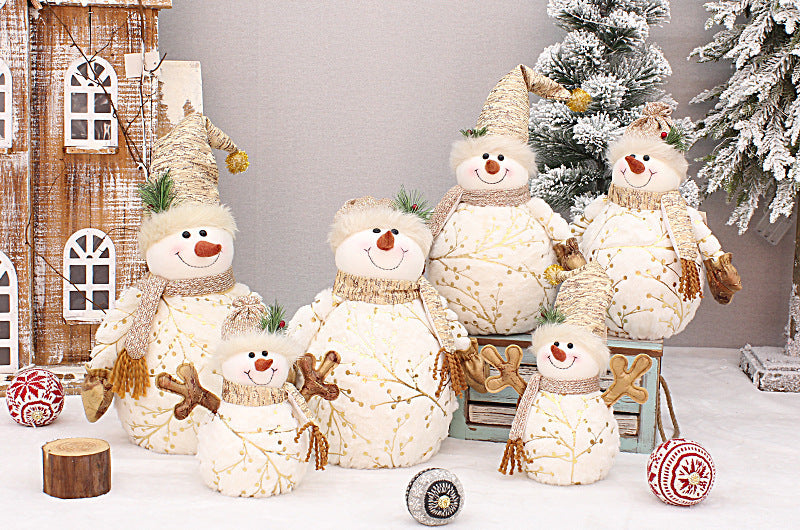Small velvet snowman with round cap ready for gifting