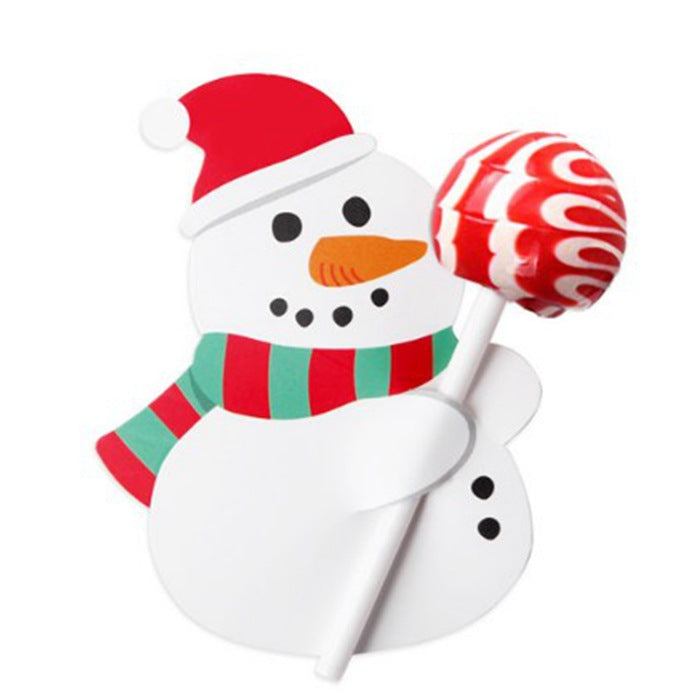 50 snowman lollipop toppers laid out for Christmas celebration