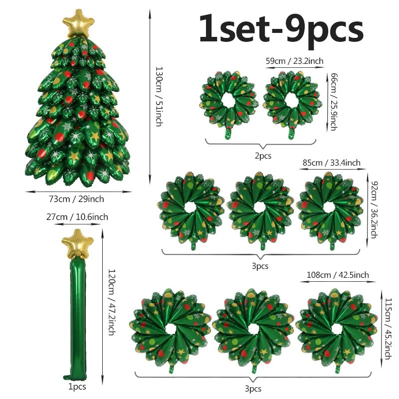 Aluminum foil balloon column decoration shaped like a Christmas tree
