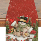 Snowman linen mat table runner for Christmas holiday meals