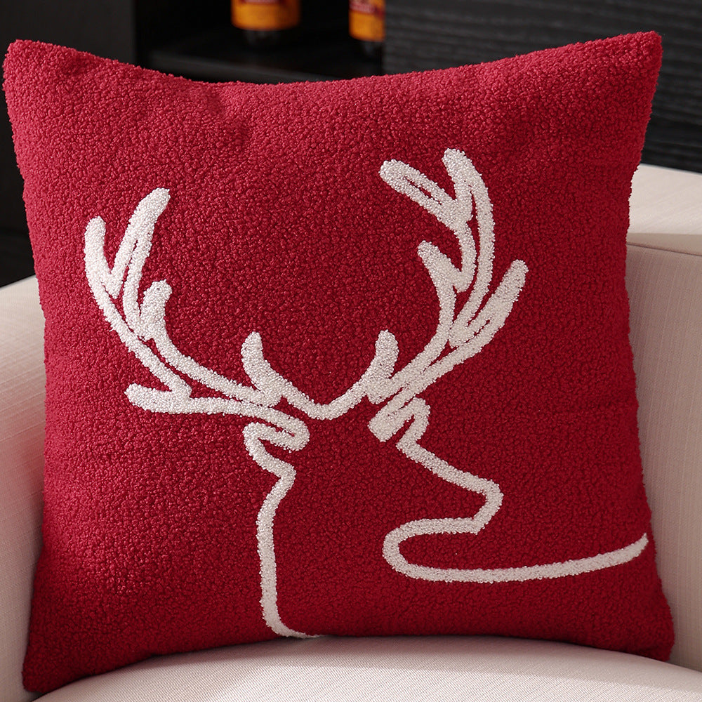 Set of festive Christmas pillow covers featuring snowflake embroidery details