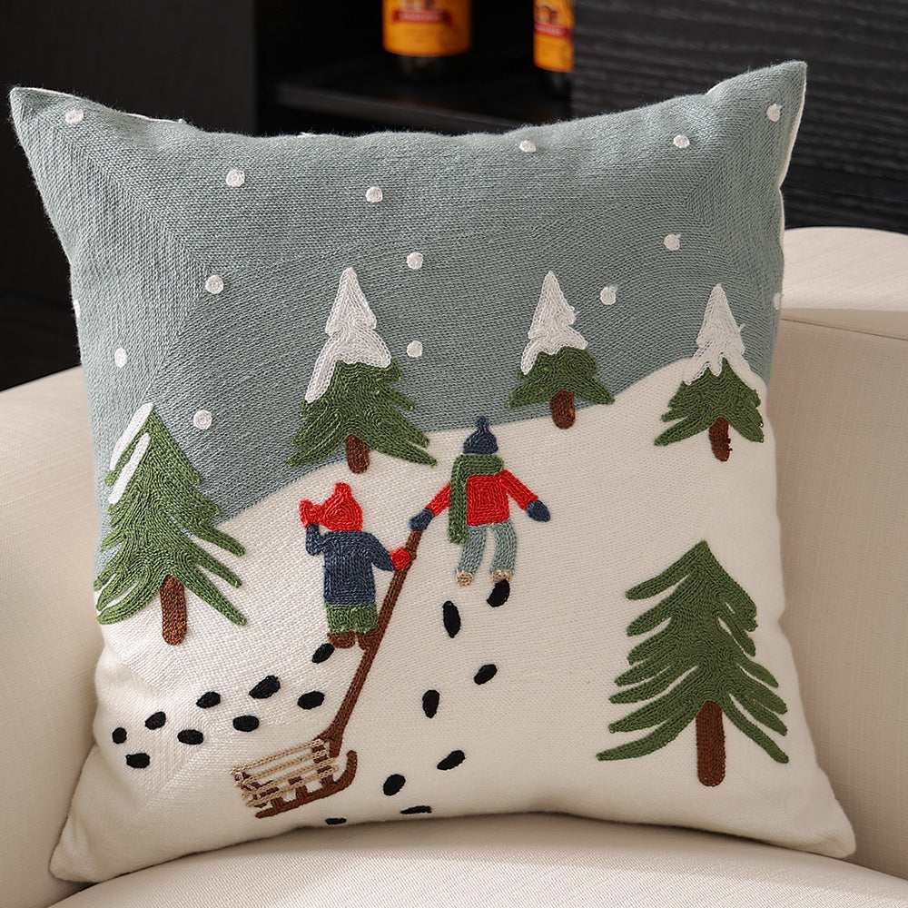 Coreless polyester pillow cover in snowflake design for living room or bedroom