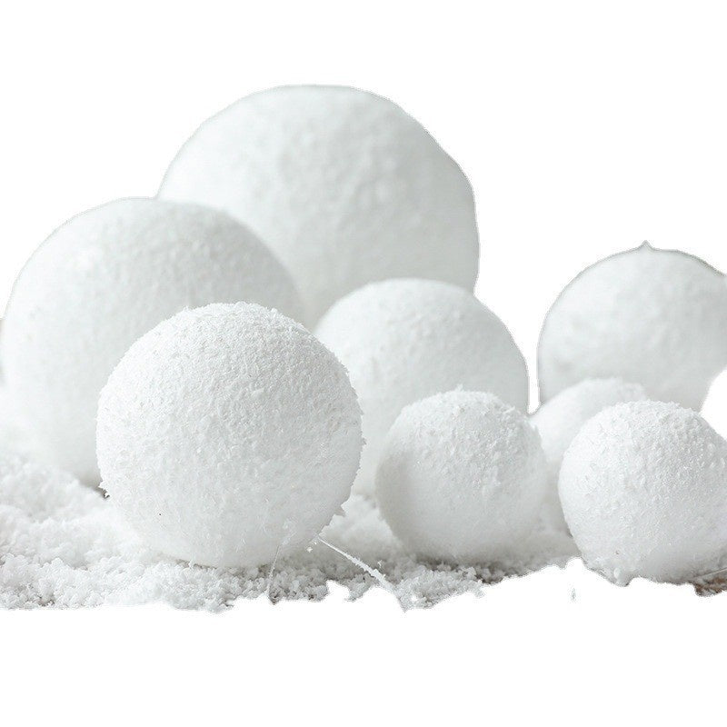 Pure white foam snowball Christmas ornaments arranged in a cluster Main image