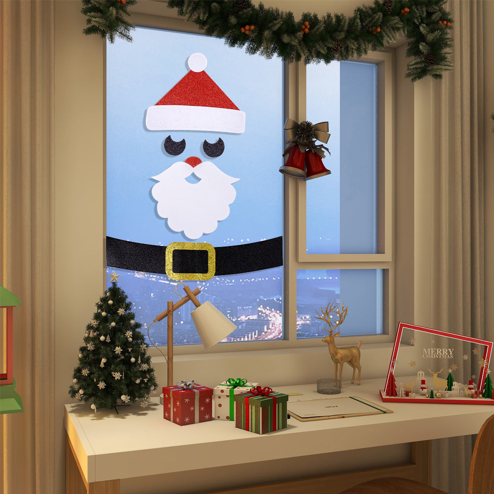 Felt cloth door sticker set showing multiple cartoon Christmas designs