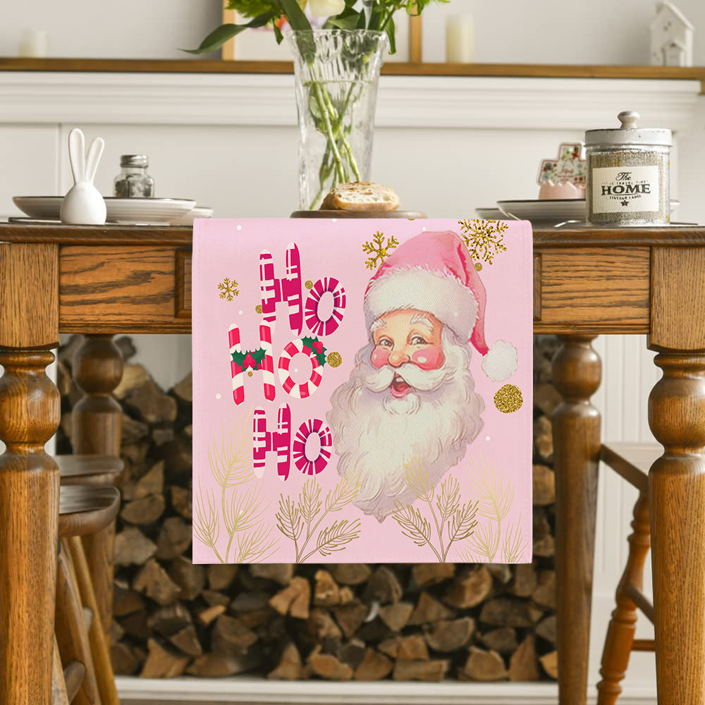 Milky white table runner with Christmas tree pattern