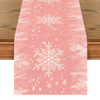 Christmas tree and snowflake design polyester table runner close-up
