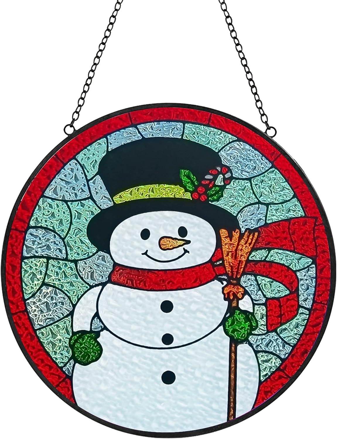 Red poinsettia flower acrylic Christmas window hanging