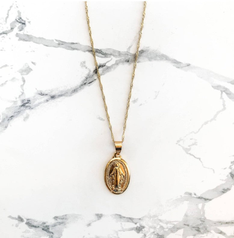 Mother Mary Catholic Medallion Pendant Necklace Secondary image
