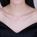 Jesus cross pendant necklace with geometric design on copper chain