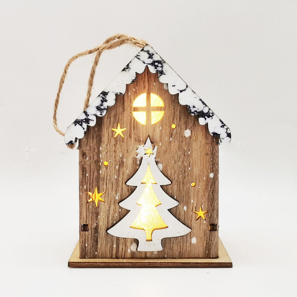 Red finished wooden Christmas craft pendant for holiday display