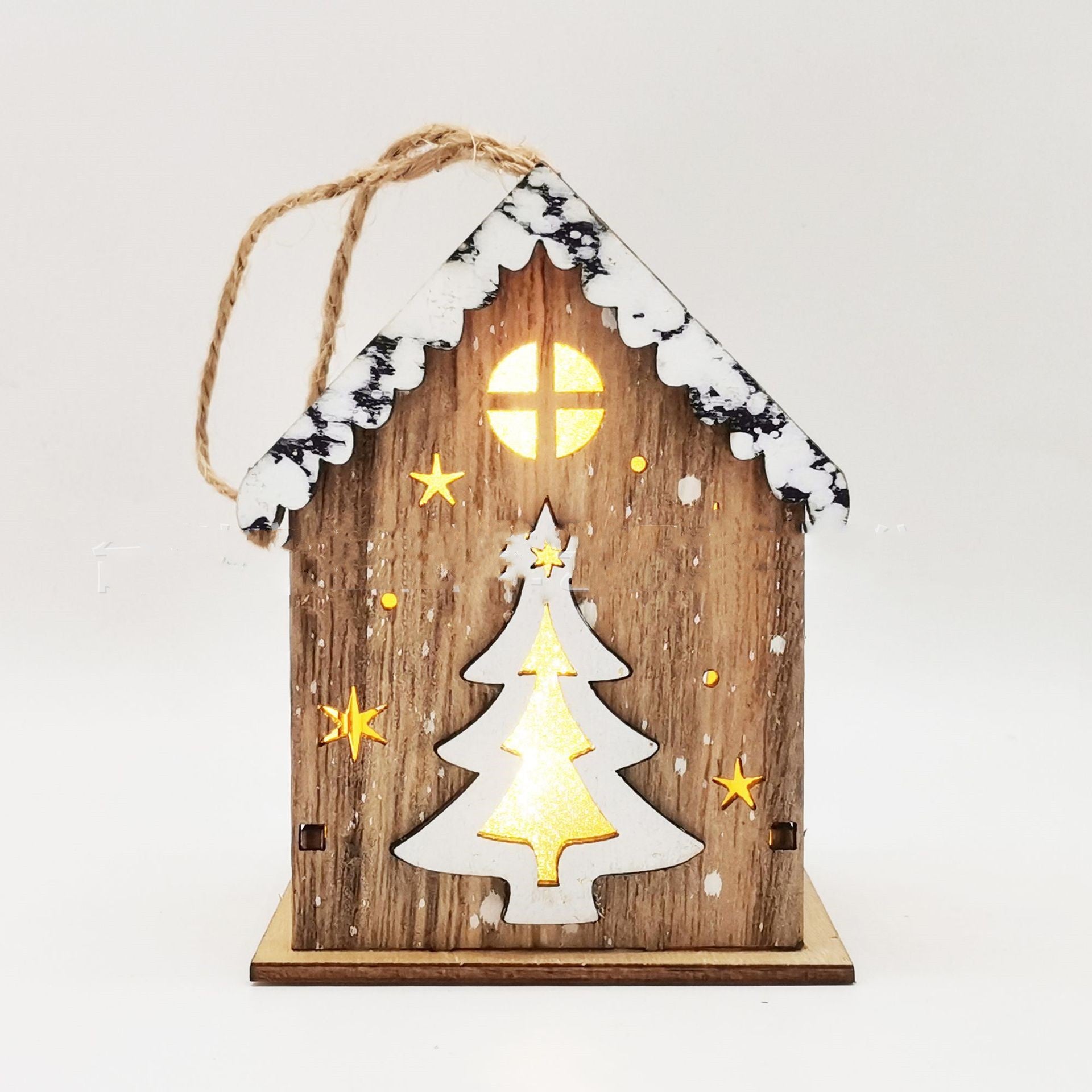 Red finished wooden Christmas craft pendant for holiday display