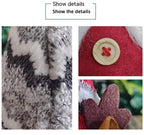Charming Christmas deer decoration featuring pointed holiday hat and antlers in gray or red