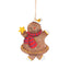 Wooden gingerbread man Christmas ornament with red hat accessory