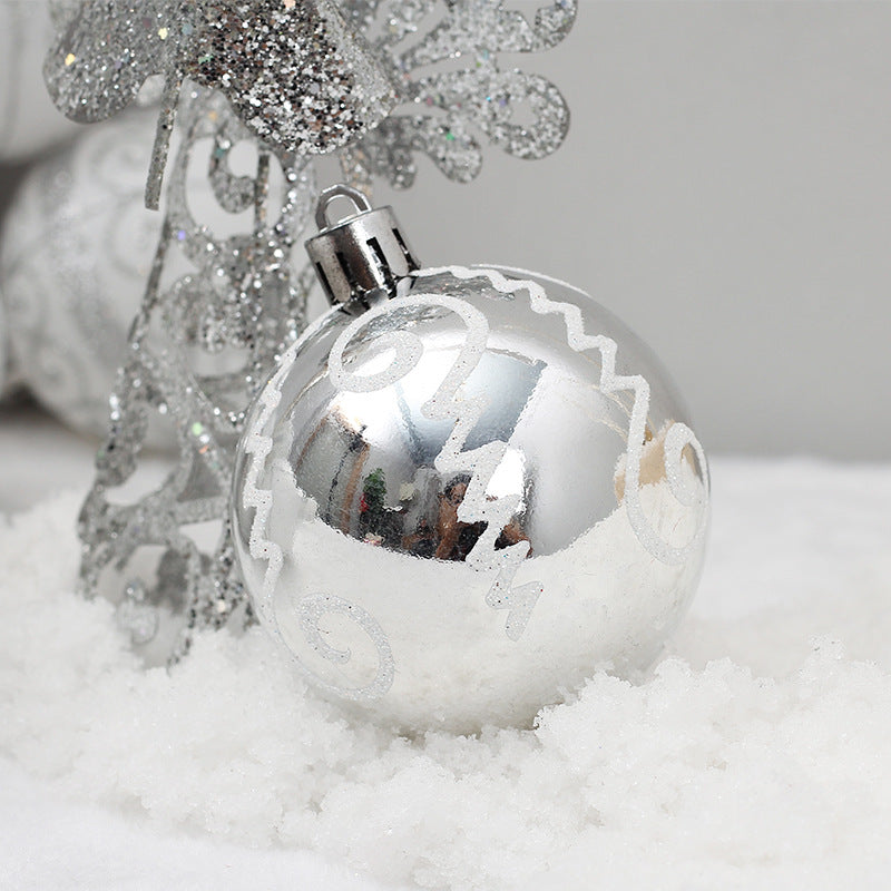 Silver PVC Christmas ball ornament for holiday tree decorating