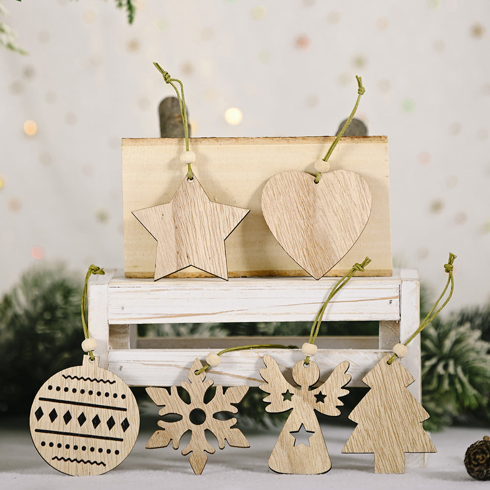 Angel wooden pendant ornament in transparent box for Christmas