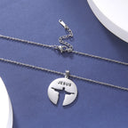 Jesus silhouette hollow pendant necklace in steel-tone stainless steel