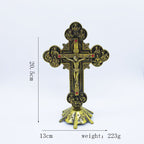 Zinc alloy cross decoration piece featuring religious iconography