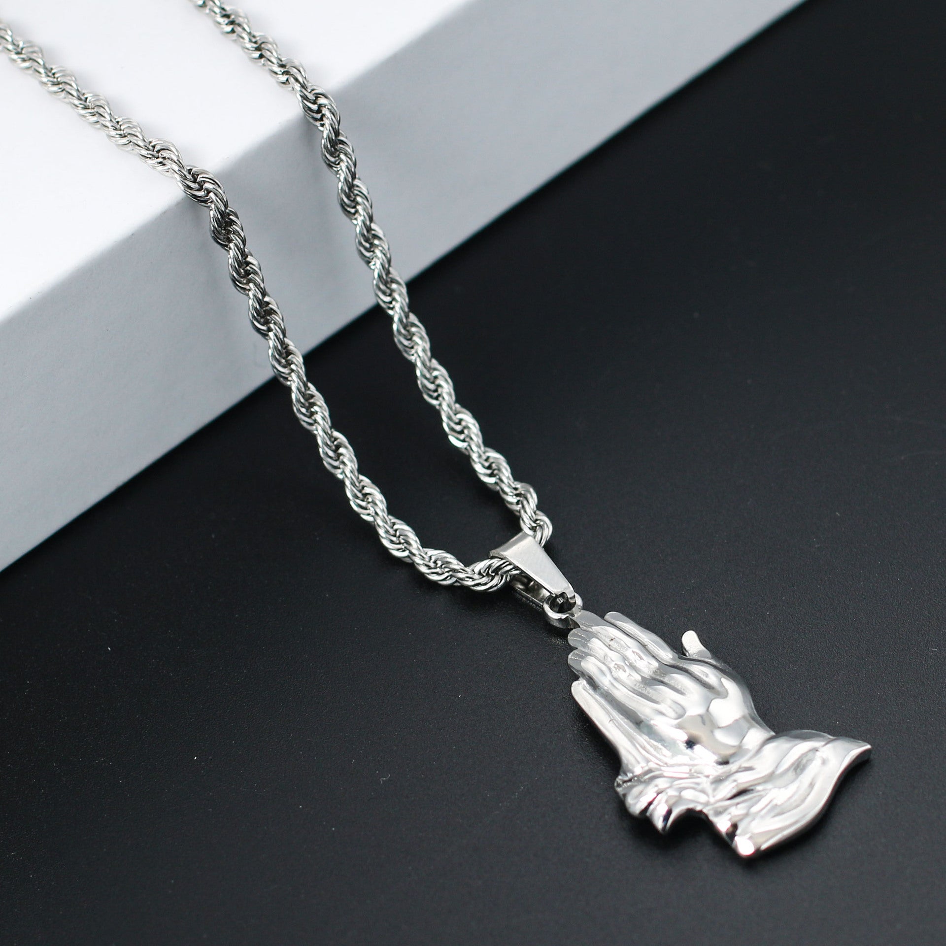 Full necklace laid flat showing chain and pendant
