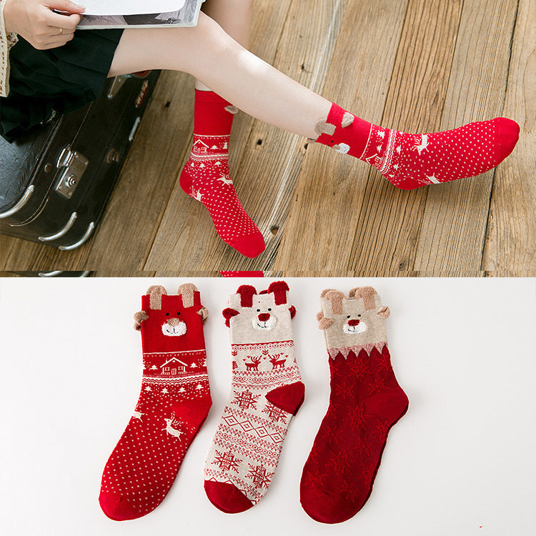 Festive Santa Claus Christmas socks for women