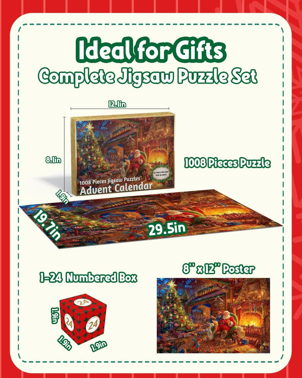 Family assembling Christmas puzzle together during holiday season