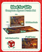 Family assembling Christmas puzzle together during holiday season