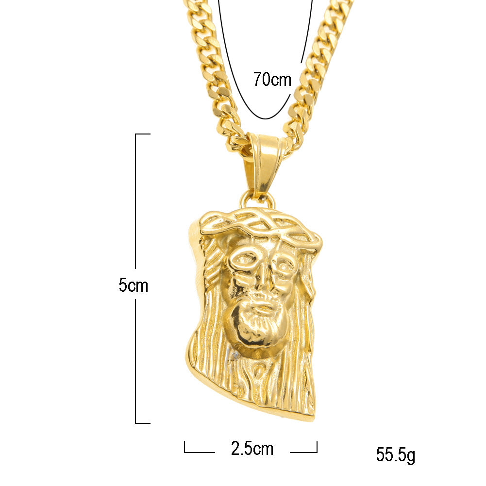 Stainless steel Jesus pendant with bold hip-hop design for unisex wear Main image