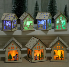 Wooden Christmas decoration with warm LED glow and lanyard for hanging on tree