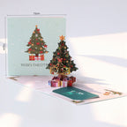 Holiday greeting card with dimensional tree motif on patterned background