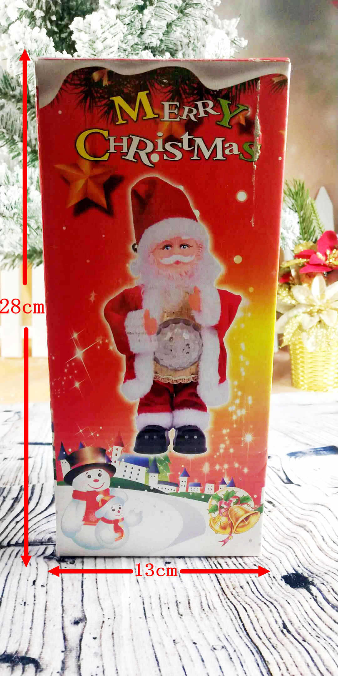 Bright belly Christmas music box with charming holiday figures for home decoration