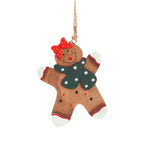 Handcrafted wooden gingerbread man pendant for Christmas tree