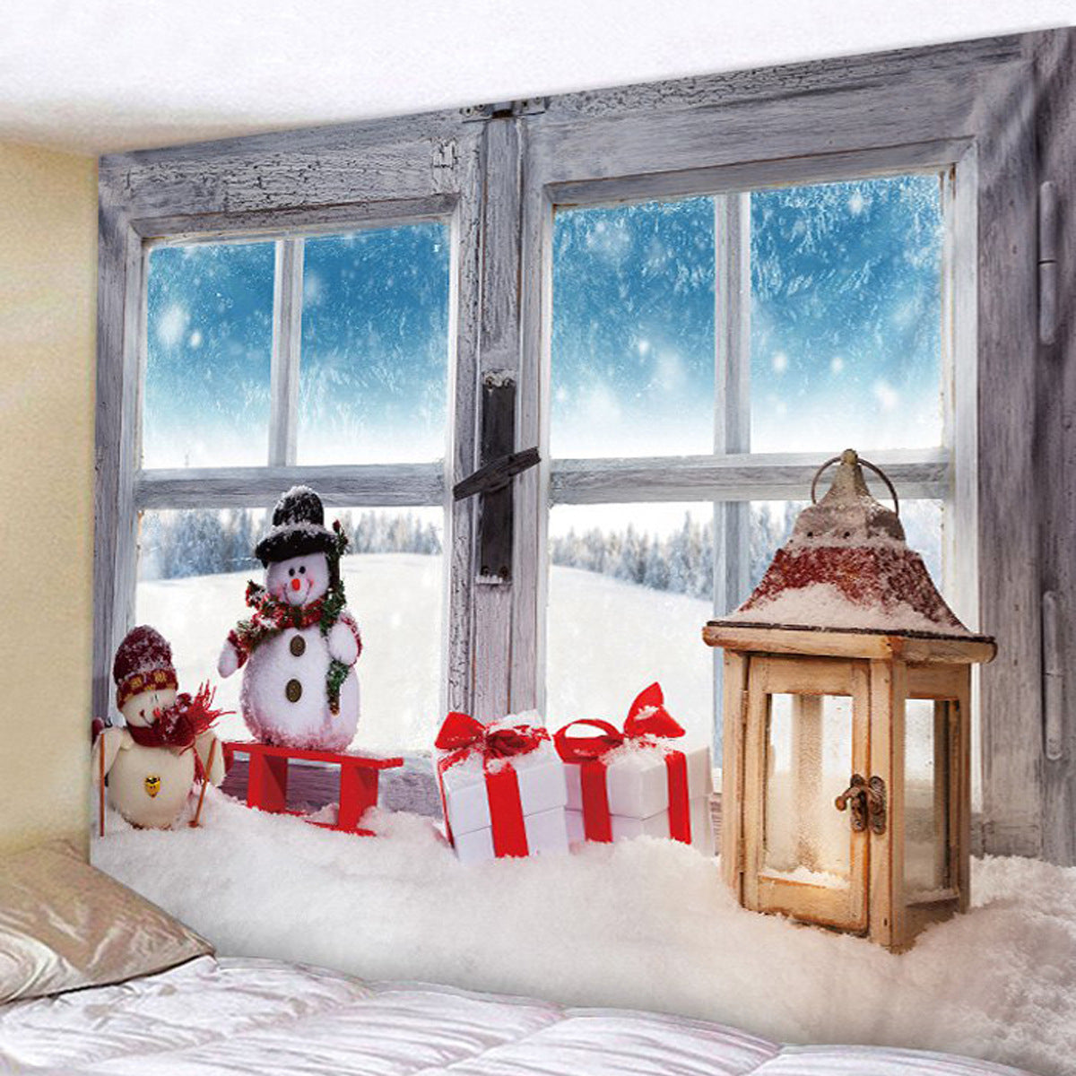Christmas wall blanket with festive holiday design for home decoration