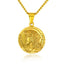 Jesus pendant necklace with titanium steel chain and gold-tone finish on dark background