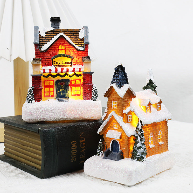 Luminous small house Christmas ornament with warm glow
