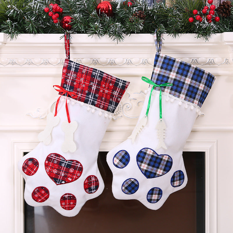 Dog paw Christmas stocking for holiday home decor