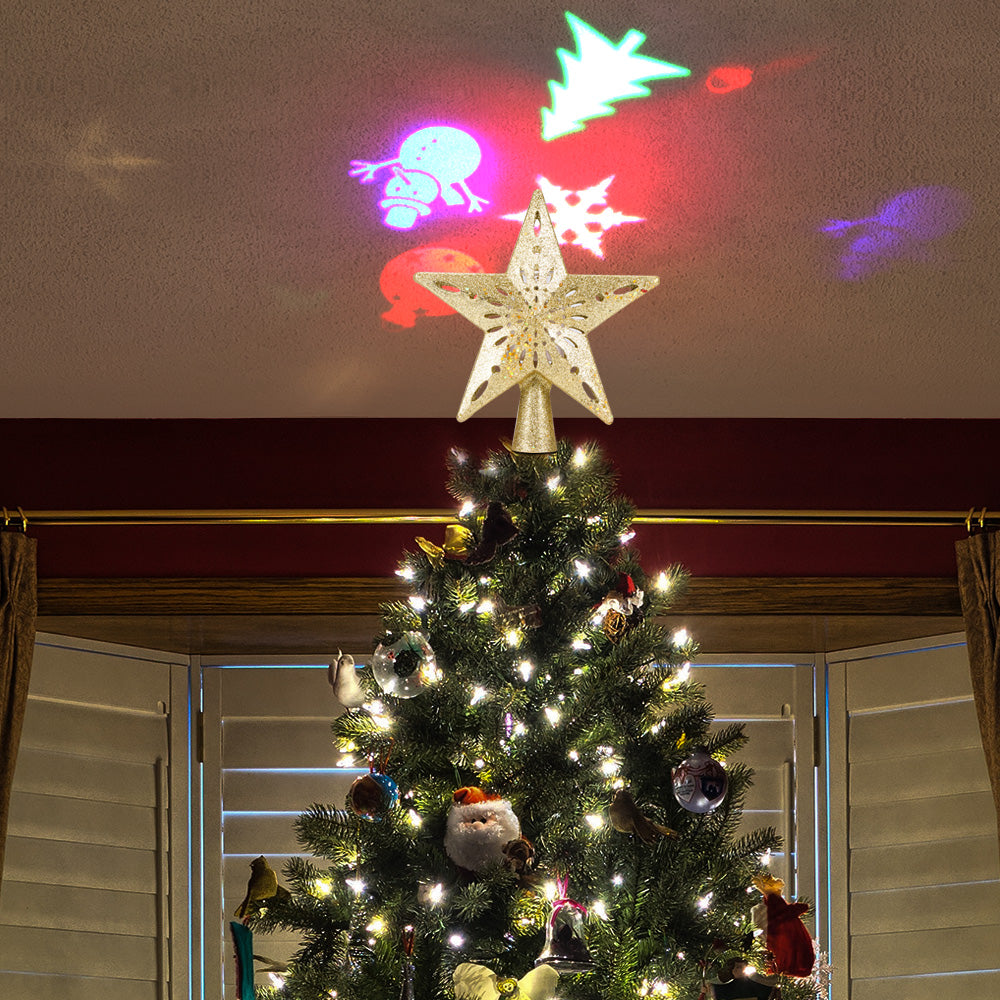Festive Christmas scene with glowing star tree topper