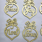 Group of 6 wooden Christmas pendants in OPP bag packaging