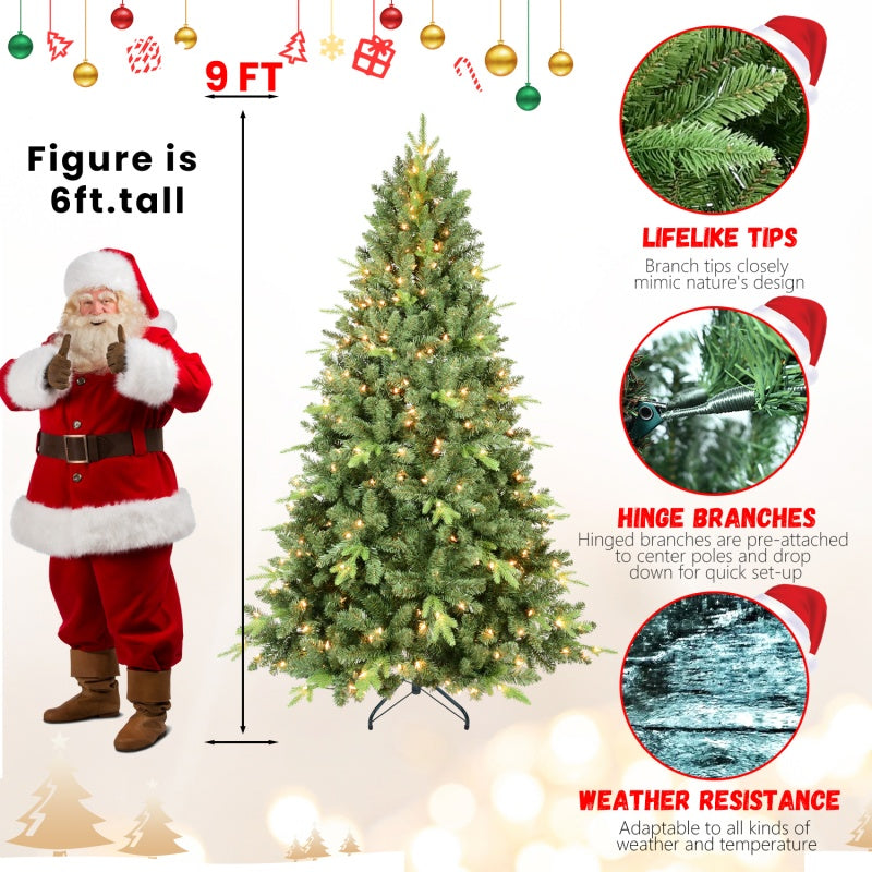 Green Christmas tree with tree topper in traditional holiday display