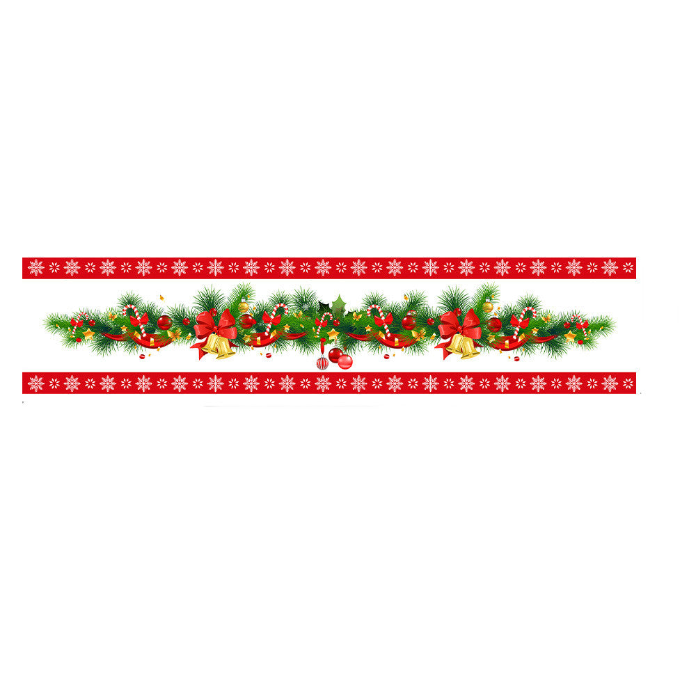 Christmas holiday table runner displayed with festive plates and seasonal decor