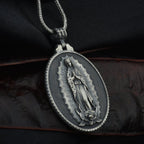 Pure tin pendant featuring Virgin Mary for prayer and daily faith wear