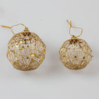 Set of 12 gold Christmas ball ornaments arranged for Christian holiday home decor