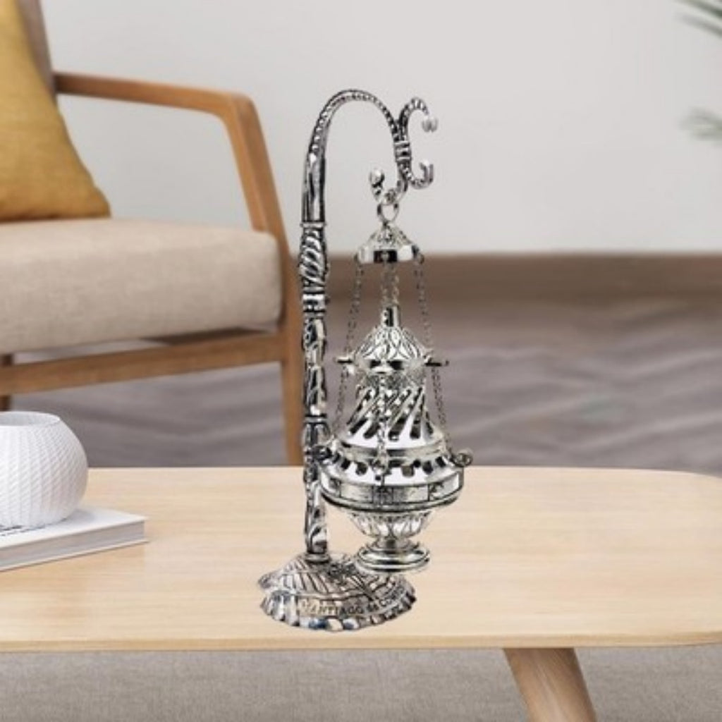 Metal stand base with removable ash tray for incense burner