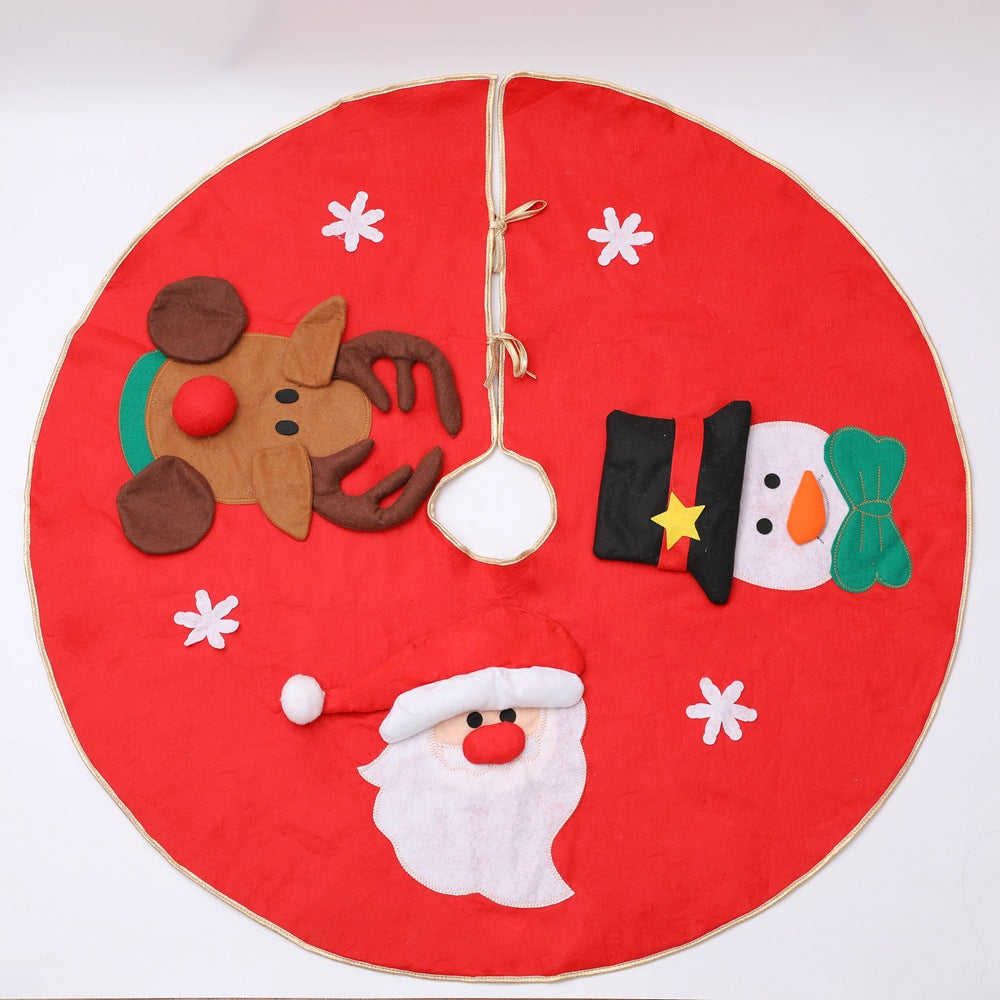 Festive Christmas tree skirt in velvet fabric for holiday decorating